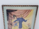 Vintage Convex Bubble Glass Silhouette Picture Metal Framed Wall Hanging Signed 