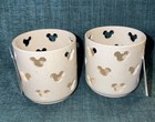 Set Of 2 New Disney Mickey Mouse Decorative White Candle Holder Nwt