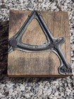 Vintage Metal Wood Letterpress Printing Block  Stamp Sextant