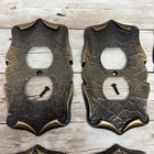 Vintage Mid Century Bronze Metal Switch Plate Cover Rare Original Screws 2 Hole