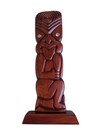 New Zealand Maori Wooden Tiki Statue Shell Abalone Eyes Wood Carving Hand Made