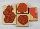 Sketched Floral Rubber Stamp wood Block Set Of 4 - Different Brands