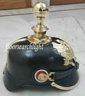 Leather German Prussian Pickelhaube Helmet W  Ball Spike Fr Badge Wwi   Ii Repro