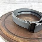 Chaoren Brown Leather Belt Mens Gray Automatic Ratchet Click Buckle Adjustable