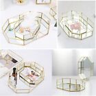 Mirror Glass Vanity Tray - Gold Ornate Makeup Vintage Octagonal Perfume Dresser 