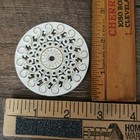 Vtg National Lock Brass White Drawer Cabinet Knob Backplate Scroll Sun Flower