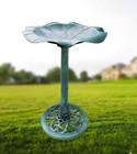 Btexpert 28  Verdigris Vintage Green Pedestal Bird Bath Planter Feeder