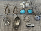 Vintage Sterling Silver Jewelry Lot Of 10- Earrings  Pins  Ring  Cufflinks