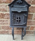 Antique  Cast Iron  Hinge Door   Lid Wall Mailbox With Newspaper  Holders