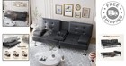 Durable Convertible Futon Sofa With Removable Armrests   2 Drink Holders - Black