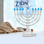 Zion Judaica 12  Led Chanukah Menorah With Flame Shaped Led Bulbs Electric Menor