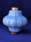      Blue Milk Glass   Chestnut Lightning Rod Ball With Copper Collar Caps