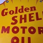 Vintage Golden Shell Motor Oil Sign - Clam Shell Porcelain Gas Pump Service Sign