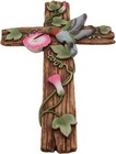 Wood-like Wall Cross With Hummingbird  Flowers And Greenery  Rustic D  cor  12in