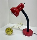 Retro 70   s Vintage Red   Black Gooseneck Table Desk Lamp Light Mid Century 