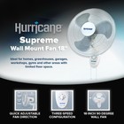 Hurricane 18  Supreme 90-degree Oscillating Wall Fan  3 Quiet Speeds  White
