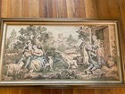 Vintage French Lovers Quarrel Wall Hanging Tapestry Framed Wall Art 40   x 22   