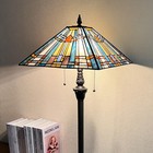 Tiffany Floor Lamp stained Glass Lamp Shade vintage Antique Style Standing Do   