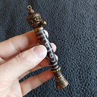 Tibetan Agate Pre 1800s 8 Eye Dragon Scale Om Wheel Prayer Bell Dzi Bead