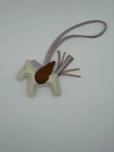 Herm  s Pegase Rodeo Bag Charm Pm Milo Lambskin White   Brown   Pink