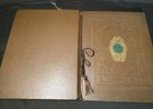 Old Vtg Altered  Leather Bound Ornate Scrapbook Cards 20s-50s Collage  lcsale 