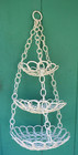 Vtg 70s Curly Wicker Rattan Hanging 3 Tier Basket Boho Holder Mcm 30 5 Tall