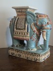 Vintage Large Glazed Elephant Garden Stool Stand Drink Side Table