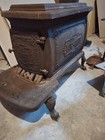Antique 1890s Peninsular Stove Co     log Cabin    Cast Iron Parlor Stove     Detroit