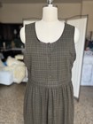 Vintage Jones Ny Maxi Dress Plaid Brown Green Sz M 100  Cotton 