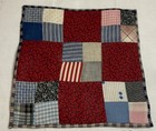 Vintage Antique Patchwork Quilt Table Topper  Nine Patch  9 Patch  Red  Blue
