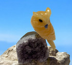 Peruvian Peru Amethyst Stone Rock Owl Figurine Hand Carved Mineral Art Statue