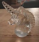 Bubble Art Glass Unicorn Head Vintage Clear Paperweight Figurine Hand Blown
