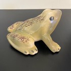 Vtg Cool Green Frog W spots Garden home Decor Figurine - 5 5    Long 3 25    Tall