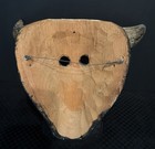 Vintage Guatemalan Torito Bull Dance Mask Hand Carved Wood Real Horns Folk Art