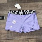 Under Armour Youth Girls Purple Blk Heatgear Shorty Athletic Shorts Lg New Set 2