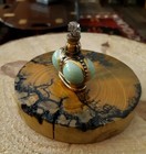 Vintage Prince Matchabelli Mini Perfume Bottle Jadeite Green empty France 