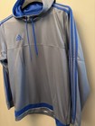 Adidas Hoodie Men s Xl Gray  Blue Stripe Hooded Outdoor Pullover Sweatshirt