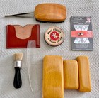Vtg Leather Toiletry Travel Kit Celluloid Cases Shaving Brush Usa    Extras