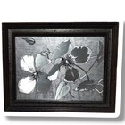 Vtg 1970s Silver Metallic Print On Silk Framed Wood Frame Heekers Framing Art