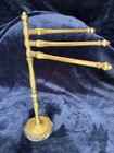 2 Piece Vtg Brass Vanity Set- Towel Holder   Standing Mirror With Magnifcation