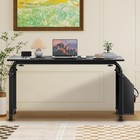 Overbed Table With Wheels Mobile Bed Desk For Laptop Adjustable Height   Length