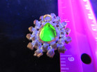 Czech Vintage Glass Rhinestone Button  Vaseline Uranium Glows In Blue Light