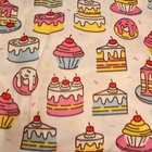 Anti Pill Polyester Fleece Fabric - Cartoon Cupcakes Pattern
