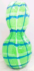 Hand Blown Murano Style Art Glass Vase Green Blue White Grid Double Gourd 14 5 