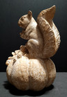 Fall Harvest Squirrel Sitting On A Pumpkin 10  Resin Autumn Table Centerpiece