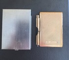 Vintage Metal Pocket Address Book W Pencil Holder Mid Century Brass Tone