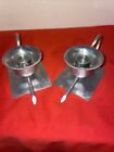 B w  Buenilum Hand Wrought Aluminum Hammered Candlestick Pair Vintage