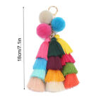Fashion Colorful Pom Pom Tassel Keychain Fake Fur Ball Key Chain Pompom Keyring