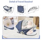 Travel Baby Bassinet Pop-up Crib W  Mosquito Net   Shade Canopy Blue