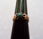 Antique Gold Turquoise Baby Or Pinkie Ring In Antique Box Size 5    Marked 333